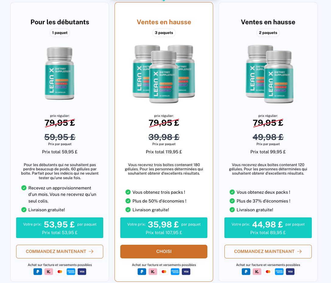 prix des capsules Lean X